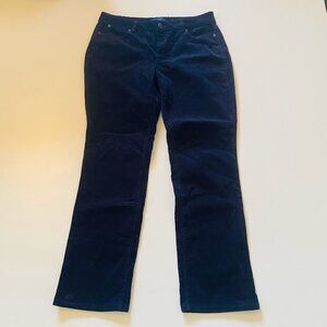 Talbots Pant Trouser Curvy Straight Corduroy Navy Blue Cotton Stretch Fall Petit